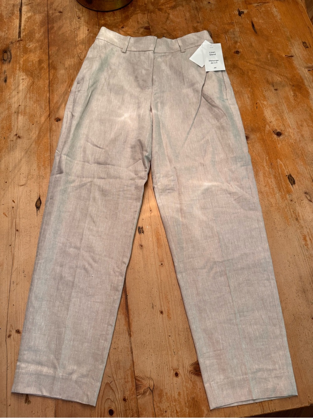 H&M Beige Straight-Leg Trousers